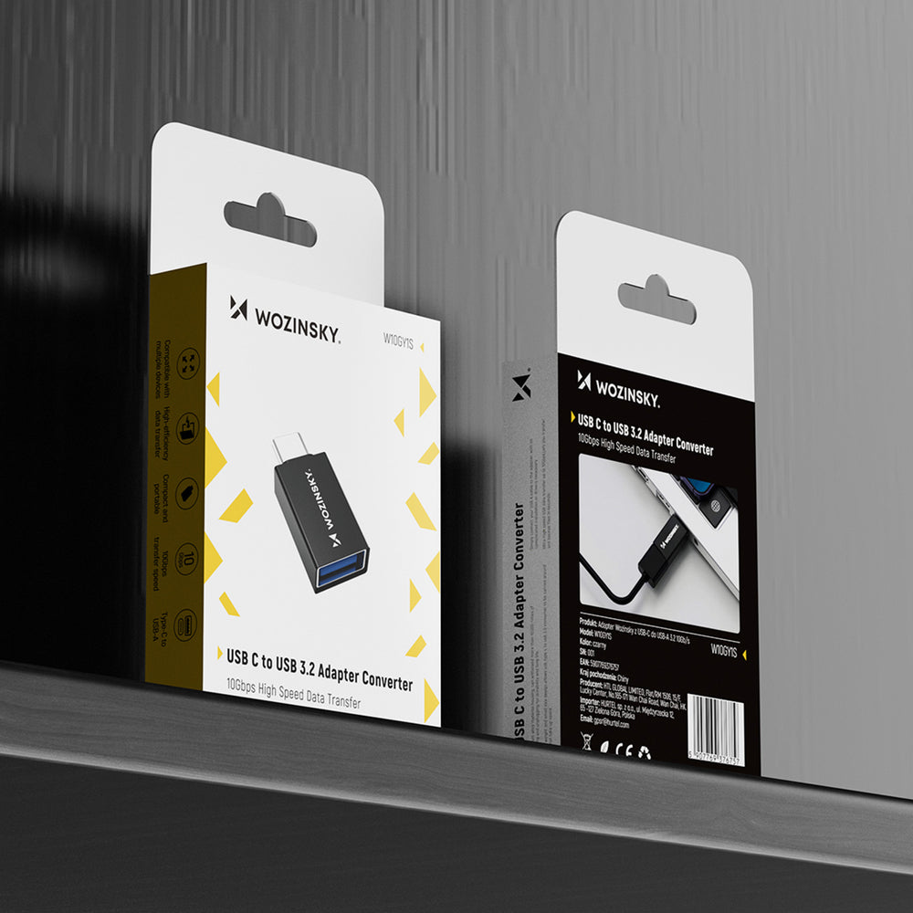 Wozinsky W10GY1S USB-C - USB-A 3.2 10Gb/s Adapter - Svart