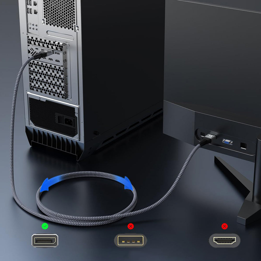 Wozinsky WPS-16AYL2S DisplayPort 2.1 80Gb/s 16K@60Hz 8K@120Hz 4K@240Hz HDR HDCP DSC-kabel - 2m Svart