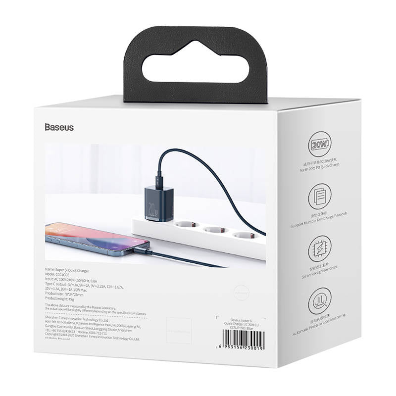 Baseus Super Si snabbladdare 1C 20W (blå