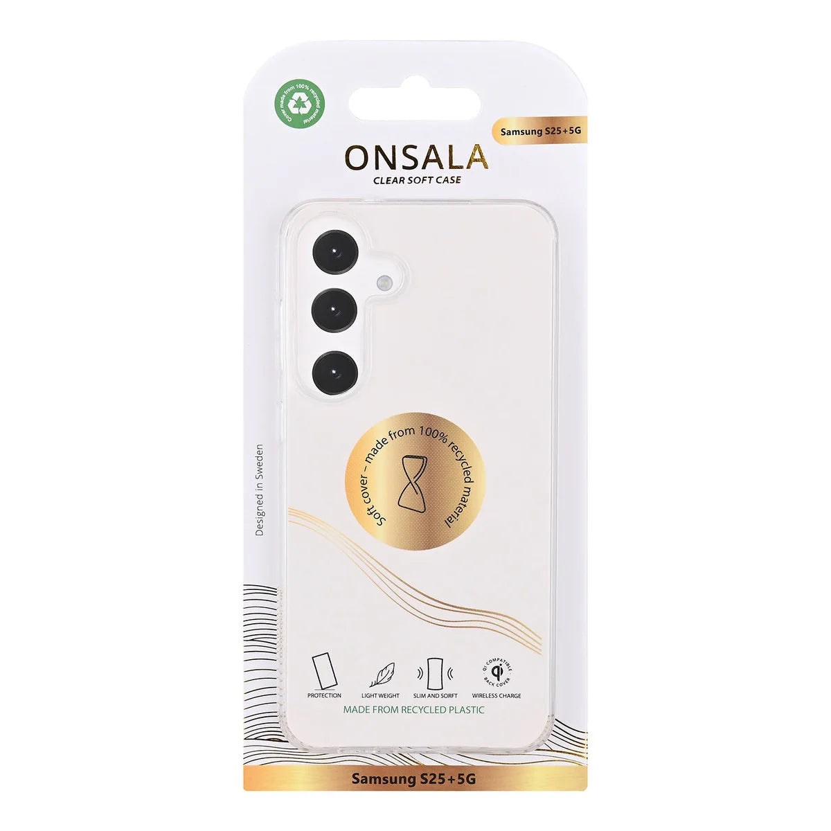 ONSALA Mobilskal Samsung S25+ 5G TPU Återvunnen Transparent