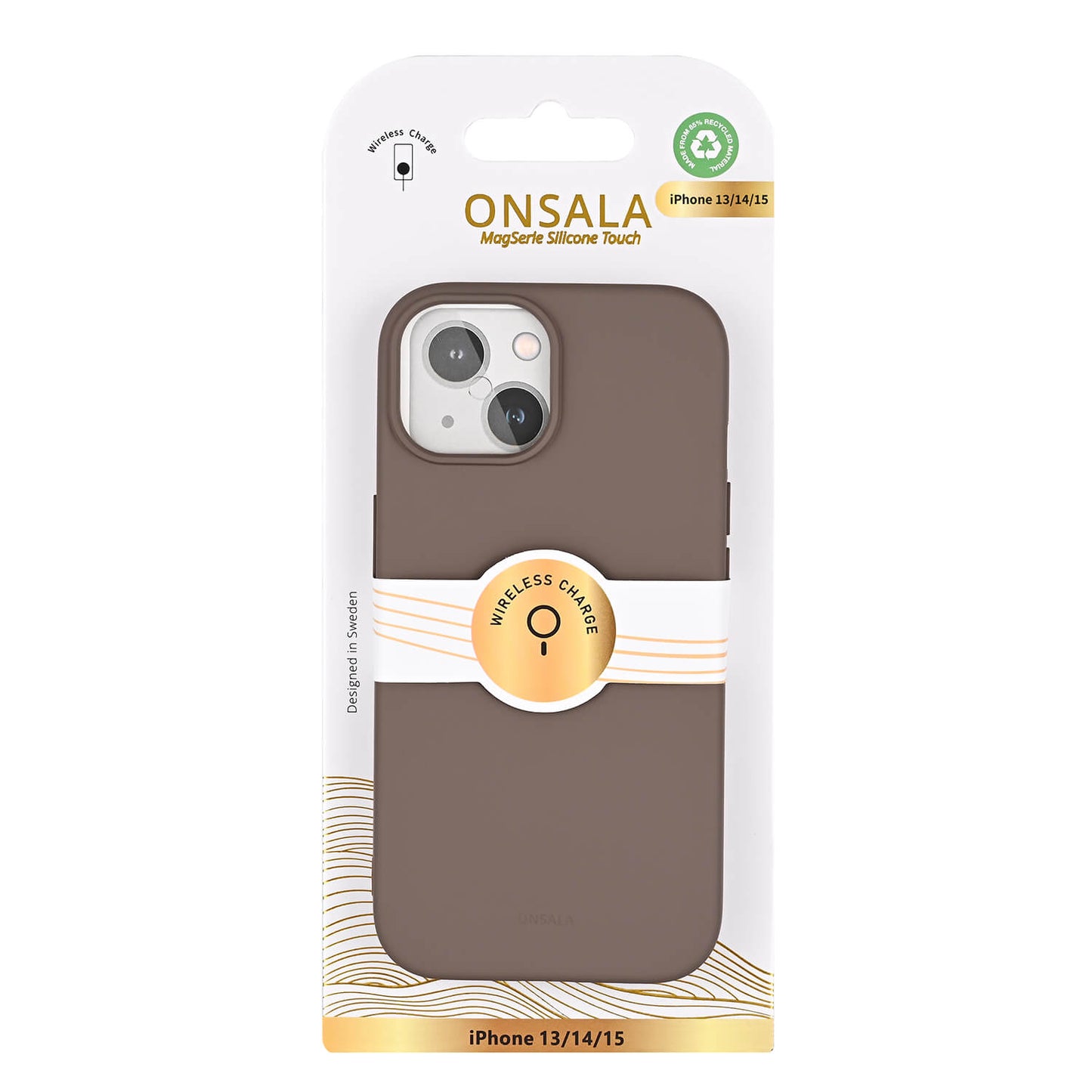 Onsala Back Sil Touch Recycled Mag Serie iPhone 13/14/15 Chocolate