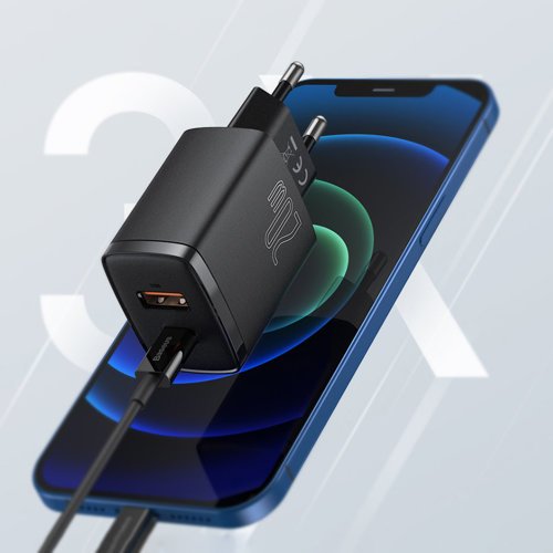 Baseus Kompakt Snabbladdare USB / USB Typ C 20W 3A Strömförsörjning Snabbladdning 3.0 Vit (CCXJ-B02)