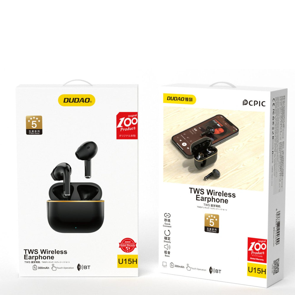 Dudao U15H TWS Bluetooth 5.1 trådlösa hörlurar svart