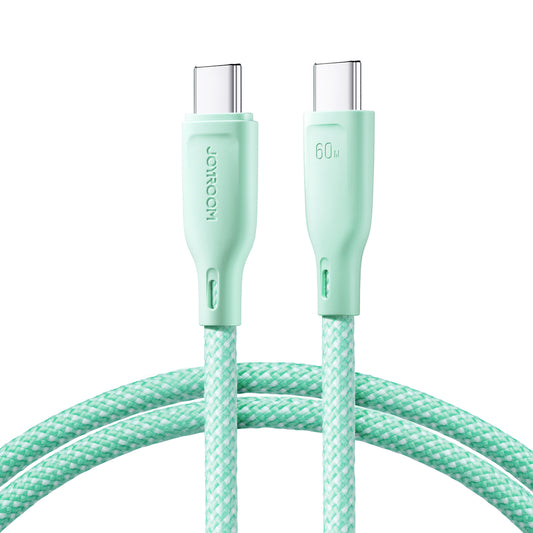 Joyroom Multi-Color Series S-A34 USB-C / USB-C PD 60W-kabel 1m - grön