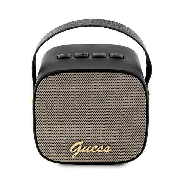 Guess Bluetooth-högtalare GUWSB2P4SMK mini-svart/svart 4G läderlogotyp med band