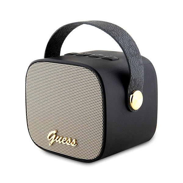 Guess Bluetooth-högtalare GUWSB2P4SMK mini-svart/svart 4G läderlogotyp med band