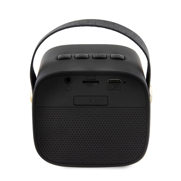 Guess Bluetooth-högtalare GUWSB2P4SMK mini-svart/svart 4G läderlogotyp med band