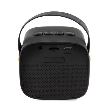 Guess Bluetooth-högtalare GUWSB2P4SMK mini-svart/svart 4G läderlogotyp med band