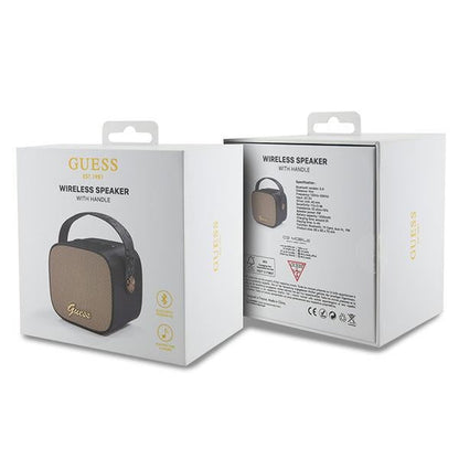 Guess Bluetooth-högtalare GUWSB2P4SMK mini-svart/svart 4G läderlogotyp med band