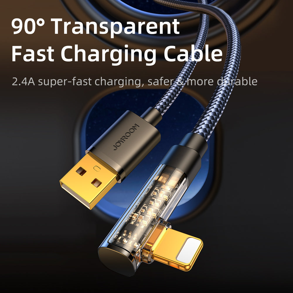 Joyroom Gaming Cable S-UL012A6 Lightning (vinklat) / USB-A (rätt) 2,4A 1,2 m - blått