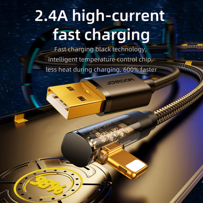 Joyroom Gaming Cable S-UL012A6 Lightning (vinklat) / USB-A (rätt) 2,4A 1,2 m - blått