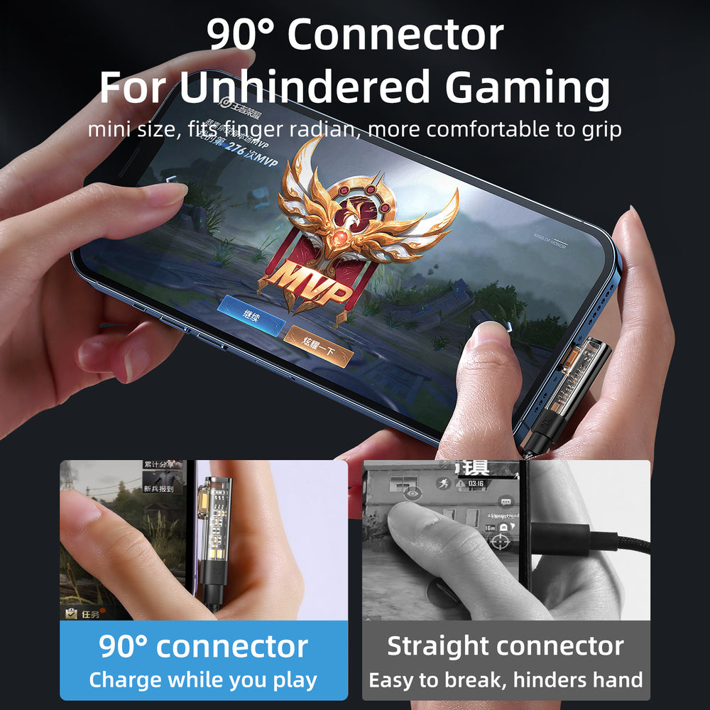 Joyroom Gaming Cable S-UL012A6 Lightning (vinklat) / USB-A (rätt) 2,4A 1,2 m - blått