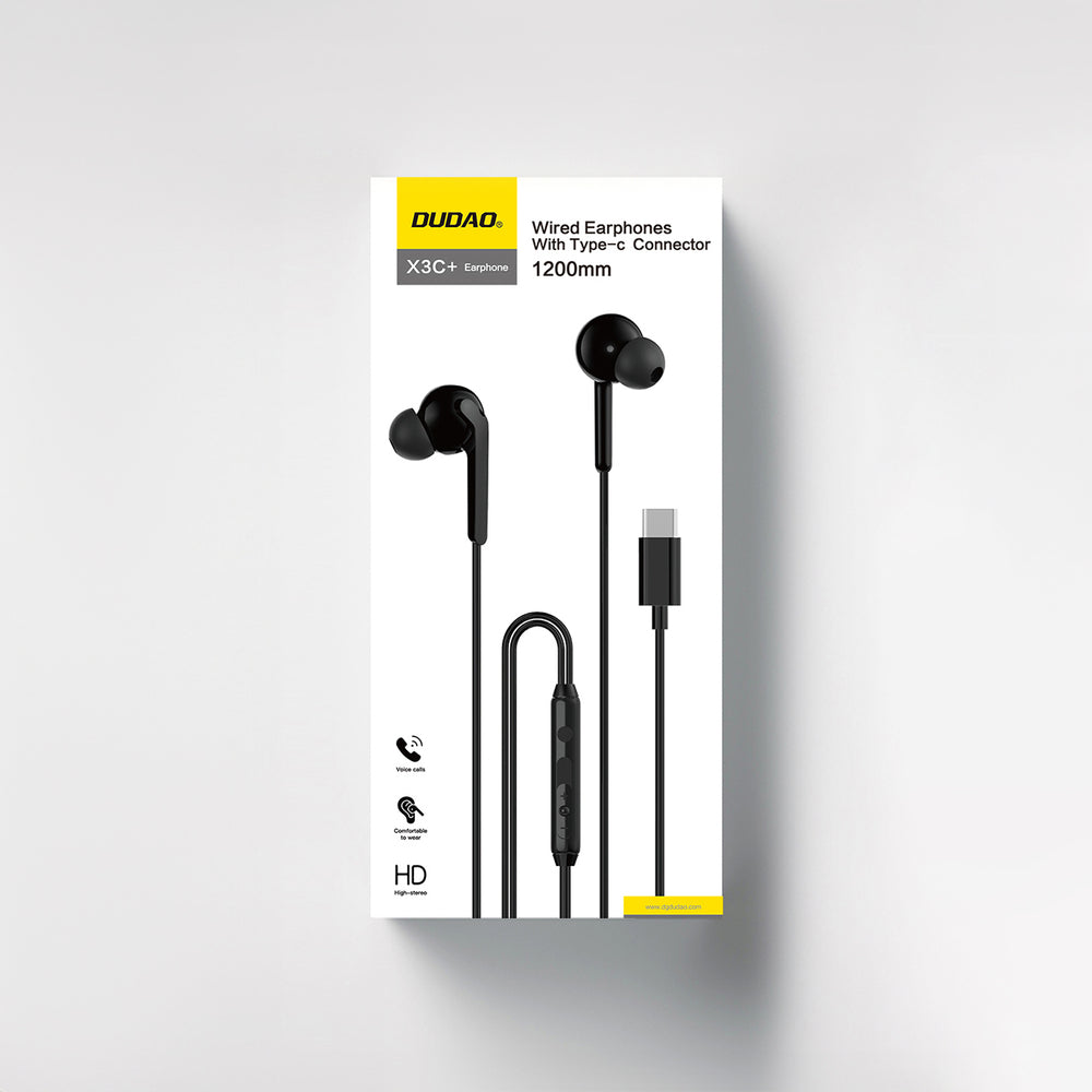 Dudao X3C+ trådbundna USB-C hörlurar 1.2m - Svart