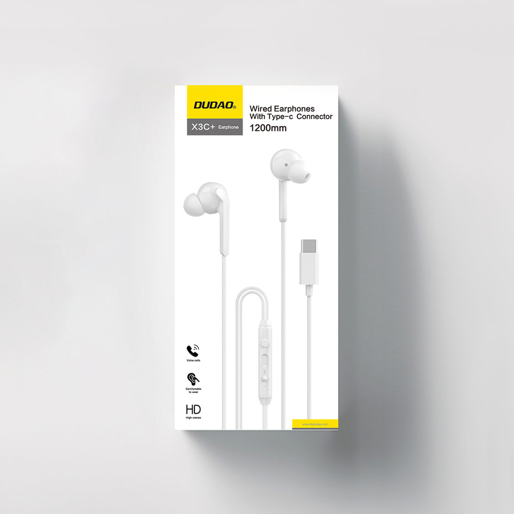Dudao X3C+ trådbundna USB-C hörlurar 1,2 m - Vit