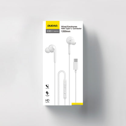 Dudao X3C+ trådbundna USB-C hörlurar 1,2 m - Vit