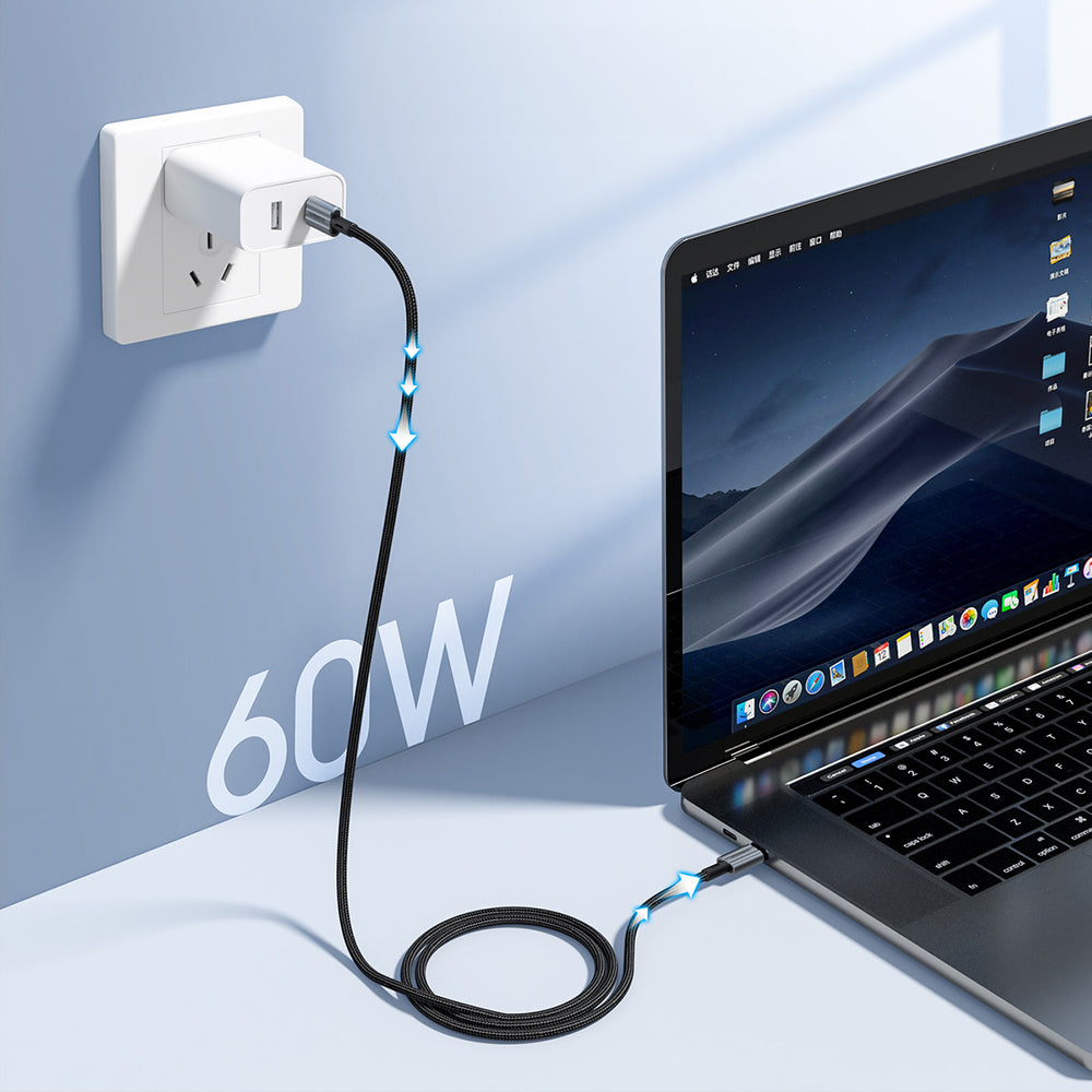 Choetech XCC-1014 USB-C / USB-C PD 60W-kabel - grå