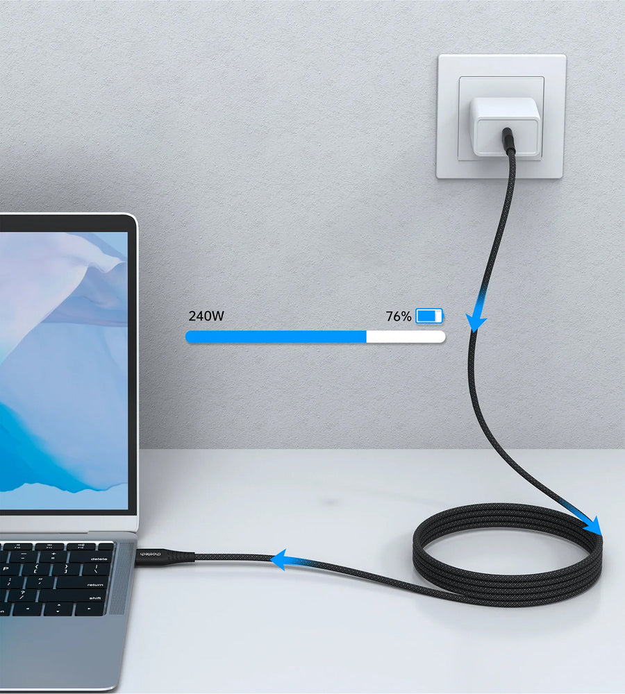 Choetech XCC-1051 magnetisk USB-C / USB-C PD 3,1 kabel 240W 1,8m - svart