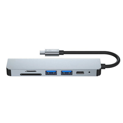 HUB Tech-Protect V4 6in1 USB-C - USB-A 3.0 / USB-A 2.0 / USB-C / HDMI / micro SD / TF / SD Kortläsare - Grå