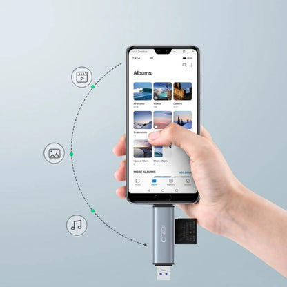 Tech-Protect UltraBoost SD/micro SD-kortläsare med USB-C/USB-A-kontakter - grå