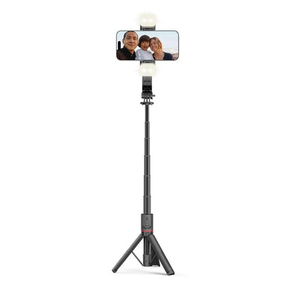 Tech-Protect L05S Bluetooth-selfiestick med stativ upp till 105 cm med LED-ljus - svart