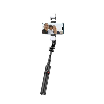 Tech-Protect L05S Bluetooth-selfiestick med stativ upp till 105 cm med LED-ljus - svart
