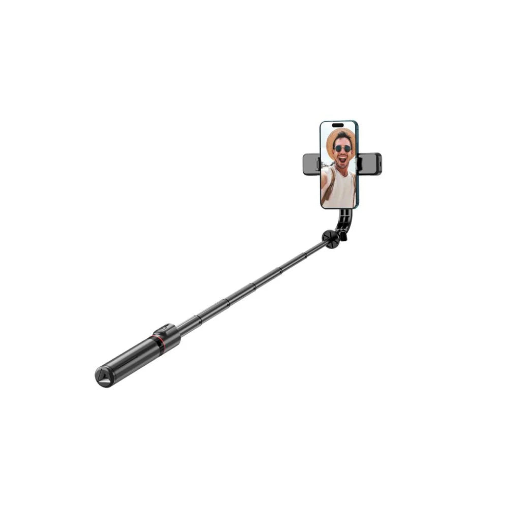 Tech-Protect L05S Bluetooth-selfiestick med stativ upp till 105 cm med LED-ljus - svart