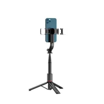 Tech-Protect L05S Bluetooth-selfiestick med stativ upp till 105 cm med LED-ljus - svart