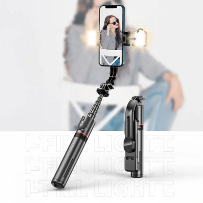 Tech-Protect L05S Bluetooth-selfiestick med stativ upp till 105 cm med LED-ljus - svart