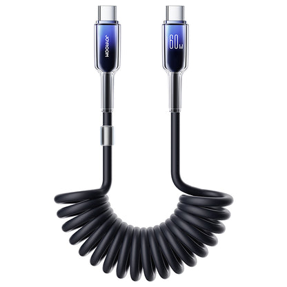 Joyroom S-A43 Crystal-Clear Series 60W USB-C - USB-C spiralkabel 1,5m - svart