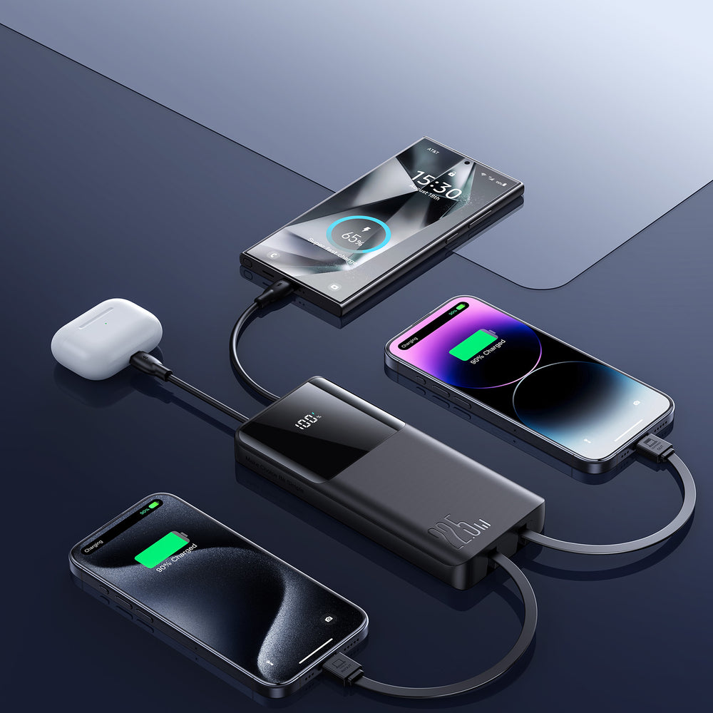 Joyroom JR-PBF19 22.5W 10000mAh Powerbank med två inbyggda kablar - svart