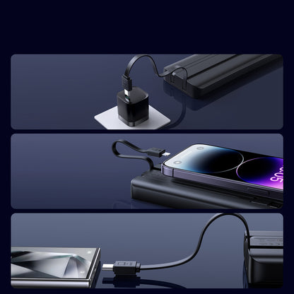 Joyroom JR-PBF19 22.5W 10000mAh Powerbank med två inbyggda kablar - svart