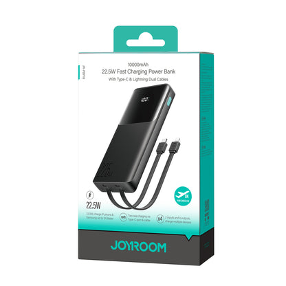 Joyroom JR-PBF19 22.5W 10000mAh Powerbank med två inbyggda kablar - svart