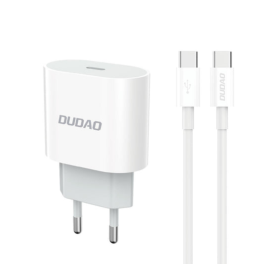 Dudao A14EUC PD 20W USB-C väggladdare med kabel - vit