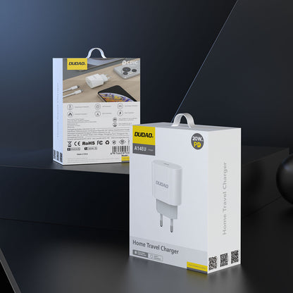 Dudao A14EUC PD 20W USB-C väggladdare med kabel - vit