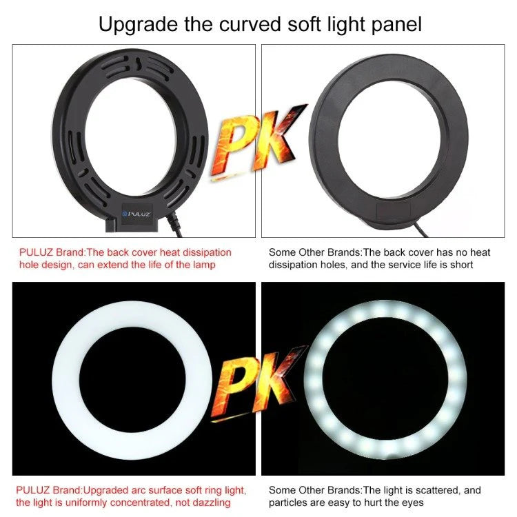 Puluz LED-ringlampa med justerbar bas PU391