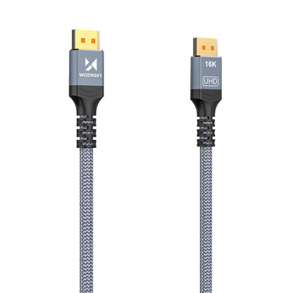 Wozinsky WPS-16AYL1S DisplayPort 2.1 Kabel 80Gb/s 16K@60Hz 8K@120Hz 4K@240Hz HDR HDCP DSC 1m - Svart