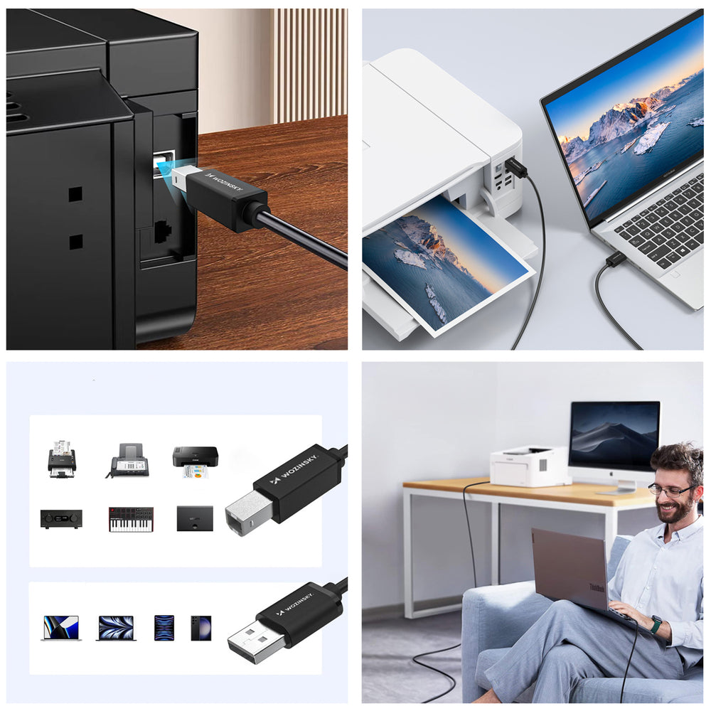 Wozinsky WKDDY3S USB-B - USB-A 480Mb/s Kabel 2m - Svart