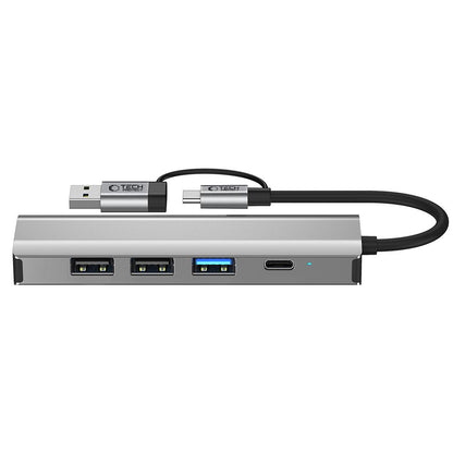Tech-Protect HB03 HUB Adapter 5in1 USB-C + USB2.0 + USB3.0 + RJ45 - grått