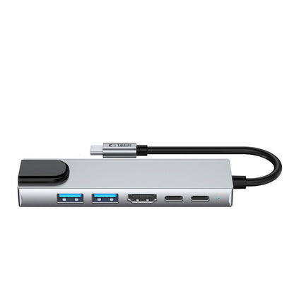 Tech-Protect HB02 HUB Adapter 6in1 USB-C + USB2.0 + USB3.0 + HDMI 4K 30Hz + RJ45 + PD100W - grått
