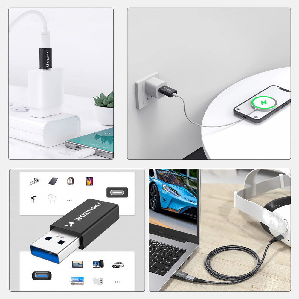 Wozinsky WAAC-01 USB-A - USB-C OTG-adapter - Svart