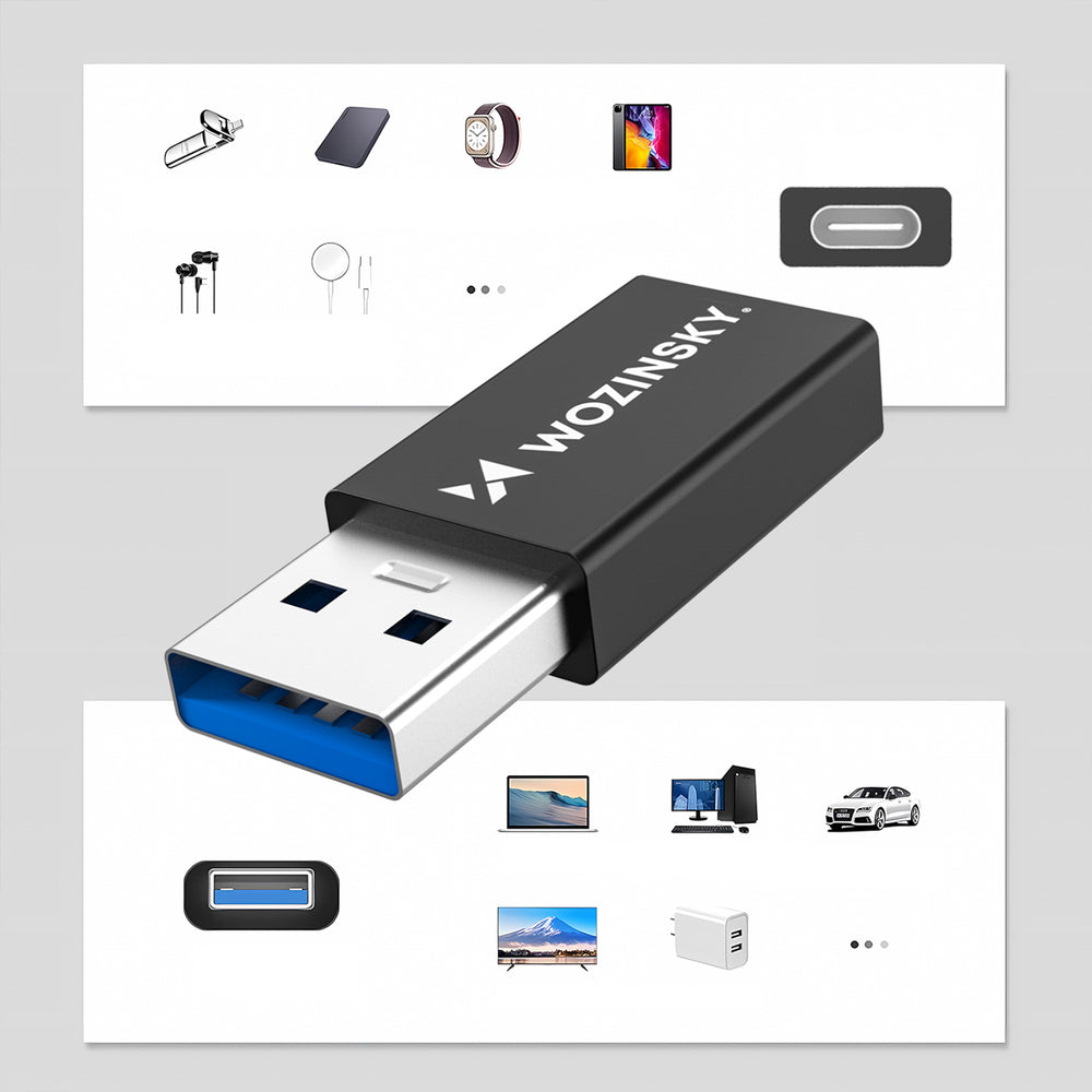 Wozinsky WAAC-01 USB-A - USB-C OTG-adapter - Svart