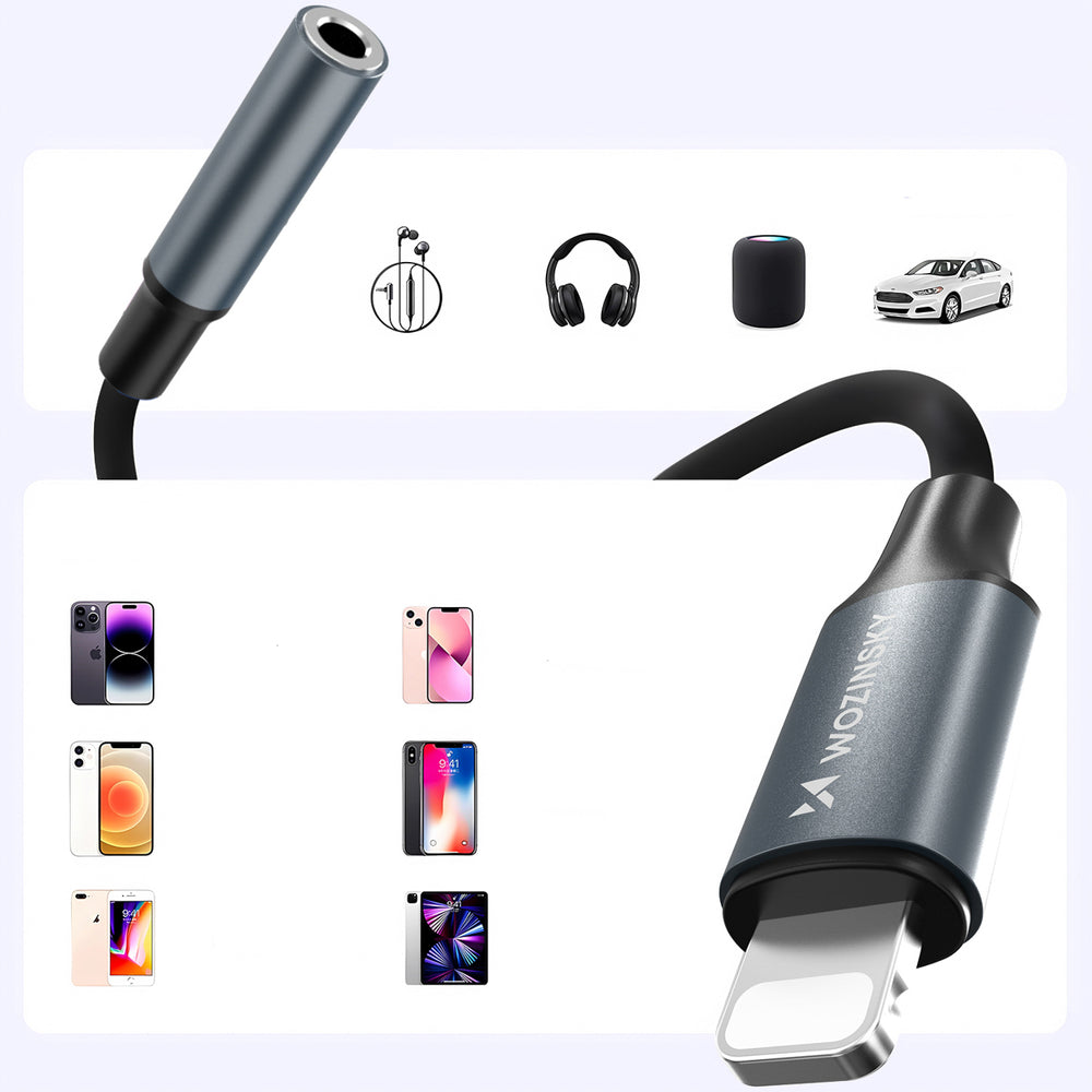 Wozinsky WALJ-01 Lightning adapter - 3,5 mm mini jack - svart