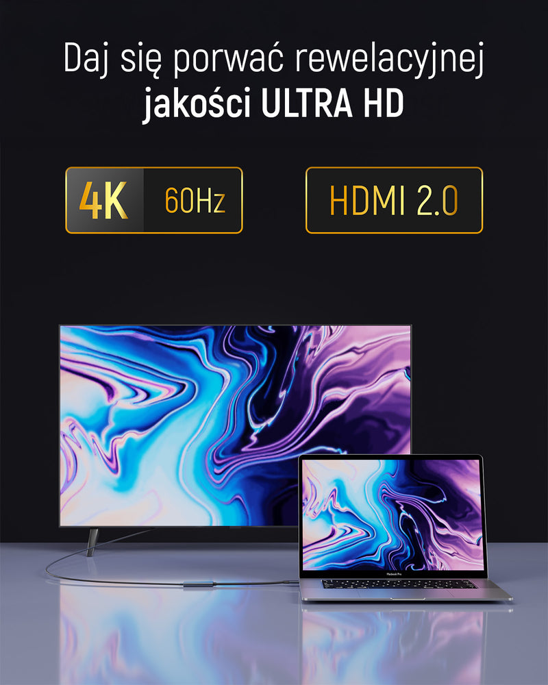 Wozinsky WACH-01 USB-C - HDMI 4K 60Hz Adapter - Svart
