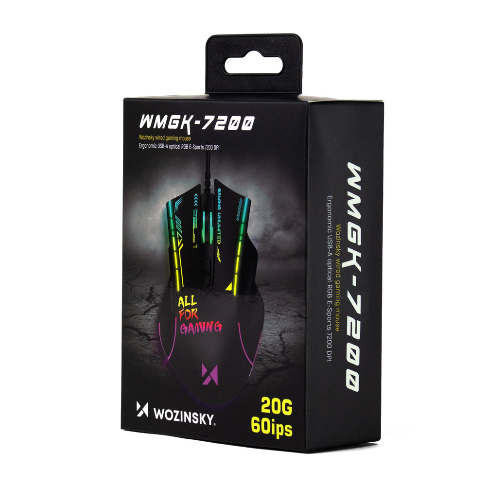 Wozinsky WMGK-7200 Träddad optisk spelmus 7200 DPI - svart