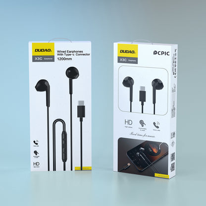 Dudao X3C In-Ear Wired USB-C Headphones 1.2m - Svart