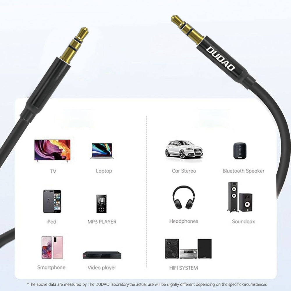 Dudao L12S AUX kabel mini jack 3,5 mm 1m 3-pol stereo - svart