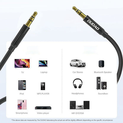 Dudao L12S AUX kabel mini jack 3,5 mm 1m 3-pol stereo - svart