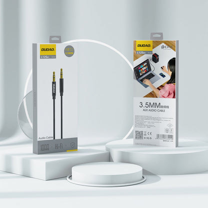 Dudao L12S AUX kabel mini jack 3,5 mm 1m 3-pol stereo - svart