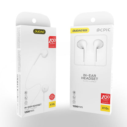 Dudao X10S trådbundna hörlurar 3,5 mm mini jack 1,15m - vit