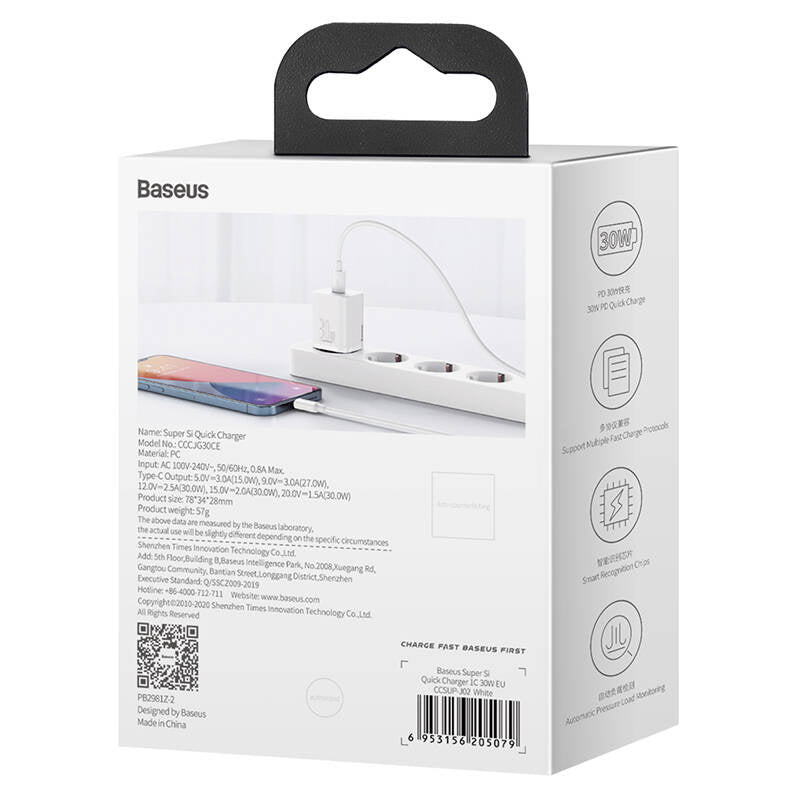 Snabbladdare Baseus Super Si 1C 30W (vit